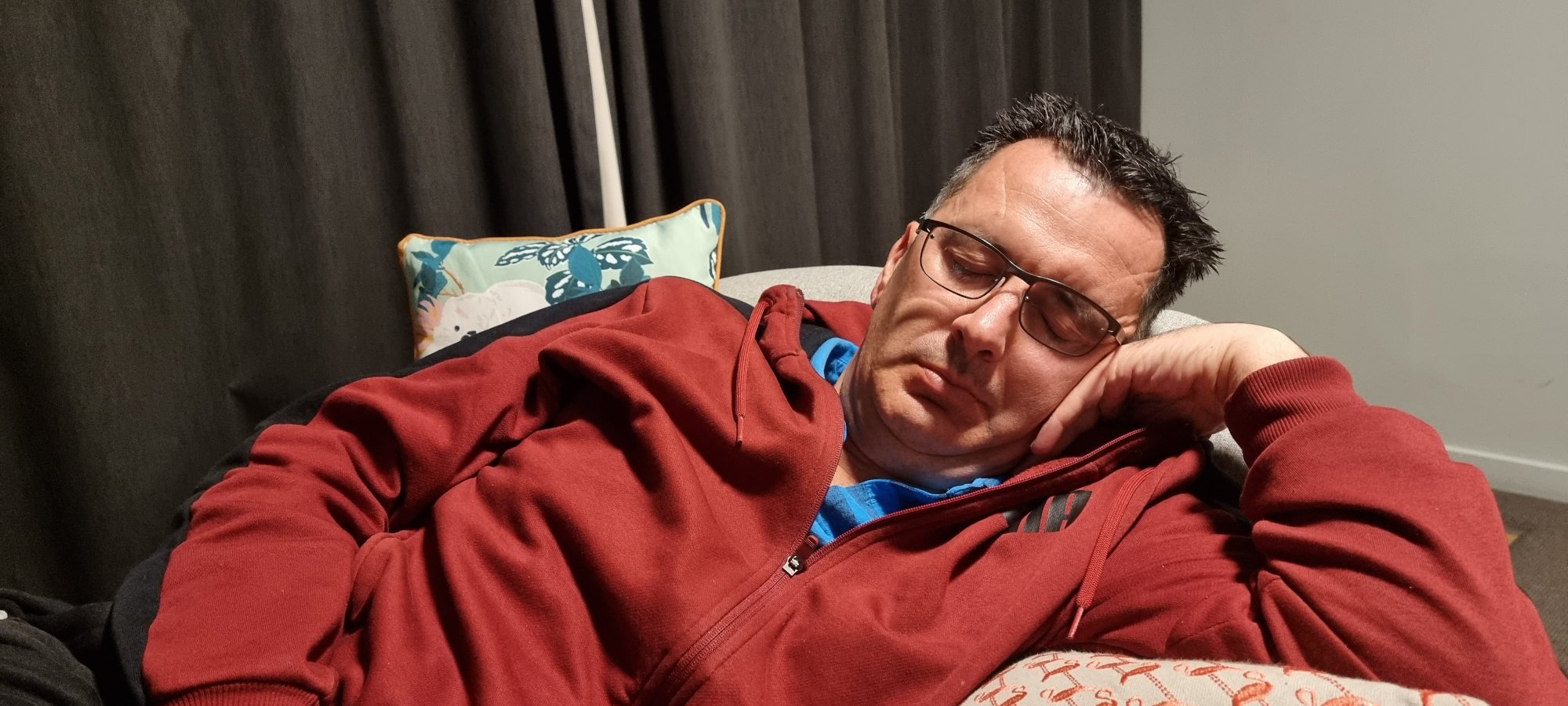 Glenn asleep on the couch